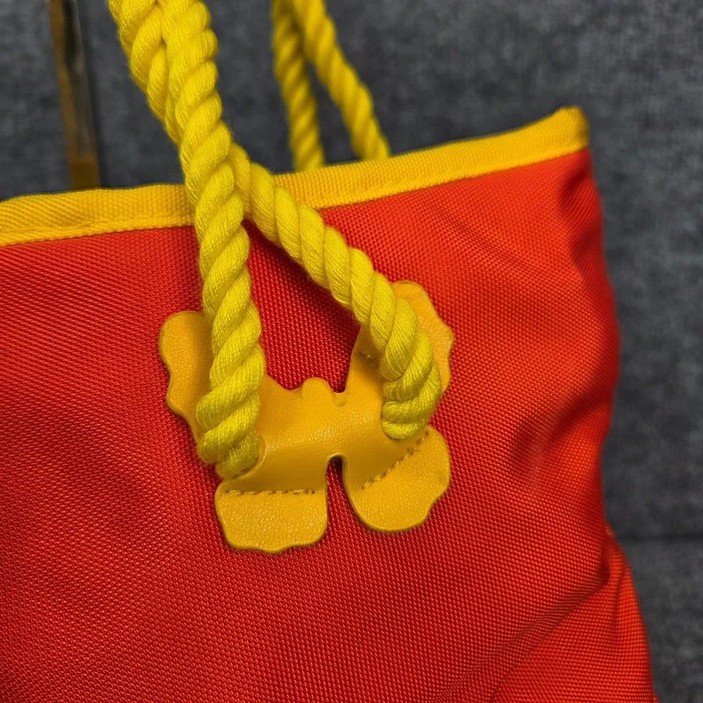Escada Orange Tote Bag Butterfly With Rope Handles Beach Bag Orange Lining y2k